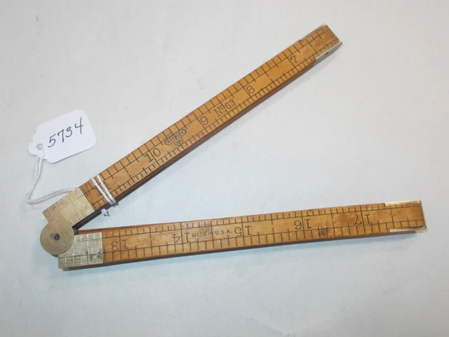 Rule, Vintage Stanley No. 63 Boxwood Sweet Heart  24" Folding Rule, Made in USA