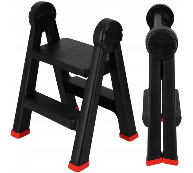 Folding Step Ladder 2 Plastic Non Slip Tread Safety Stool Heavy Duty Ladders