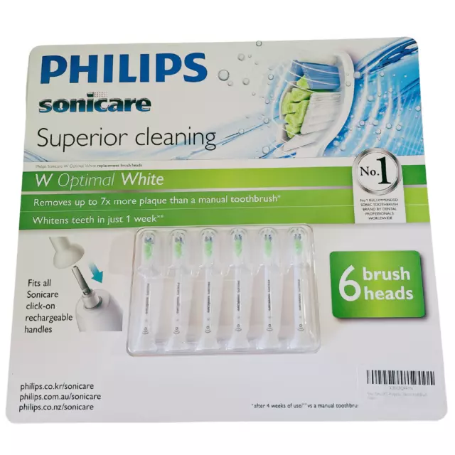 6x Genuine Philips Sonicare W Optimal White Replacement Electric toothbrush head
