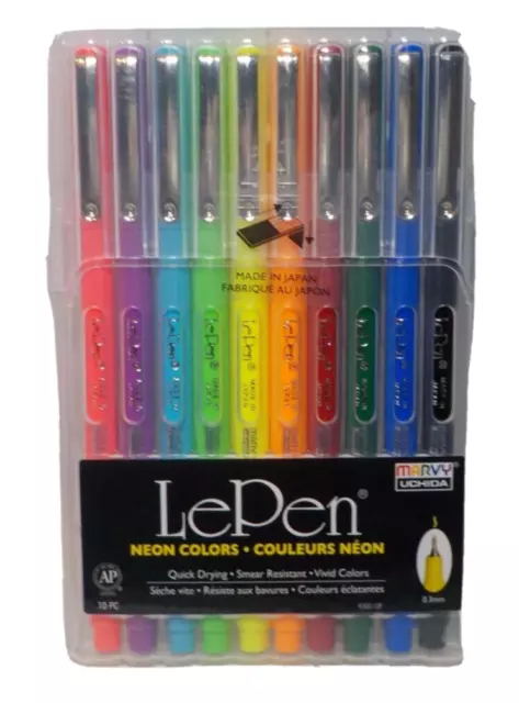 Marvy Uchida LePen Neon Colors 0.3mm quik dry vivid colors smear resistant pen s