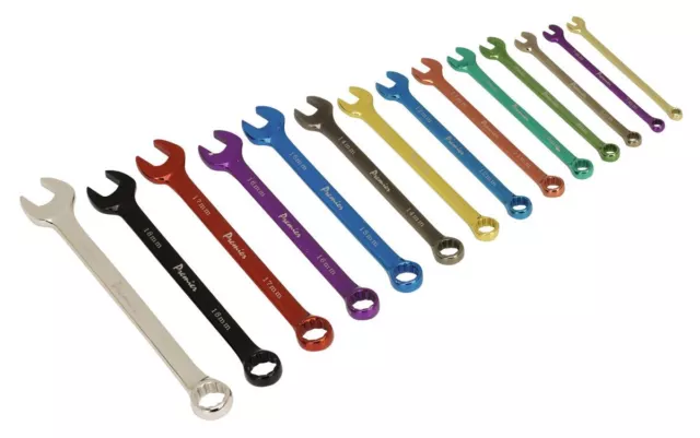 Sealey Combination Spanner Set 14pc Multi-Coloured Metric AK6314