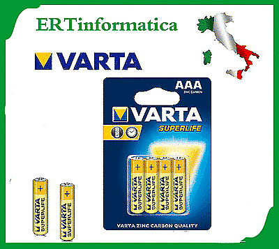 VARTA Batterie Varta Superlife 12 Pile Stilo AA Ministilo AAA blister da 4 N 