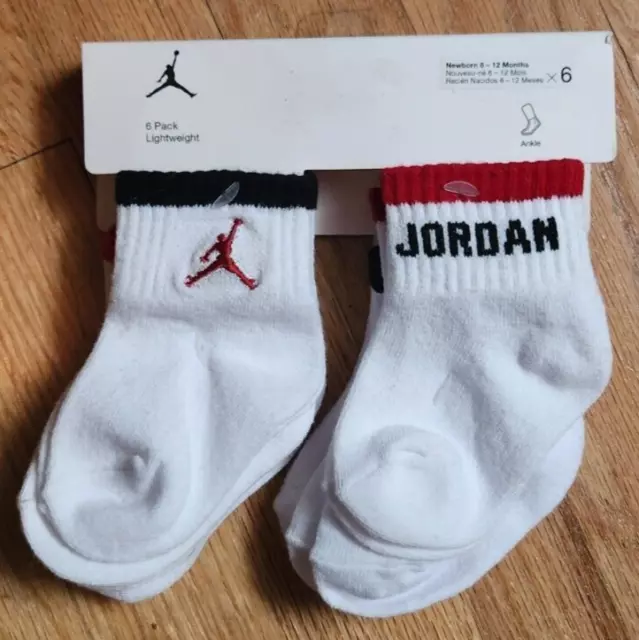 Nike Air Jordan Baby Infant Newborn Ankle Socks 6-Pack Size 6-12 Months NBA