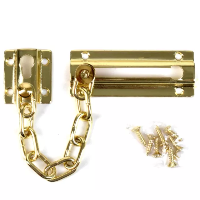 HEAVY DUTY BRASS DOOR CHAIN Safety Lock Security Guard Sliding Catch Yale Latch