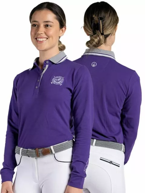 Delzani 'Madison' Ladies Horse Riding Polo Shirt - Long Sleeve - Purple