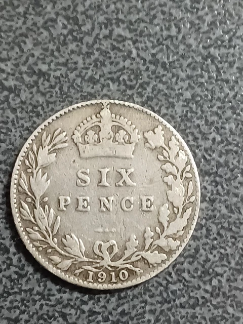 1910 Edward VII Sixpence 6d Silver Coin in Collectable Condition