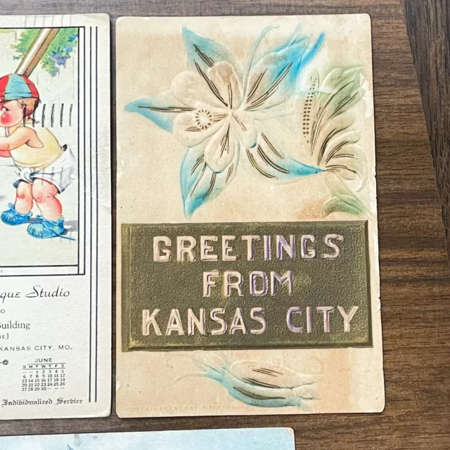 5 Vintage Kansas City Postcards KCMO Emery Bird Thayer Vy Vyan Advertising 2