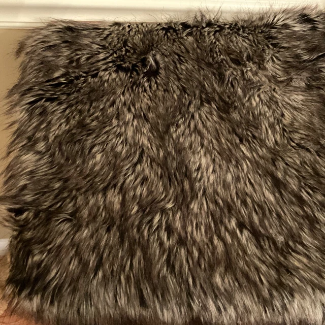 Faux Fur Fabric Piece 51W X 33L Luxurious Brown Silver Variegated Craft