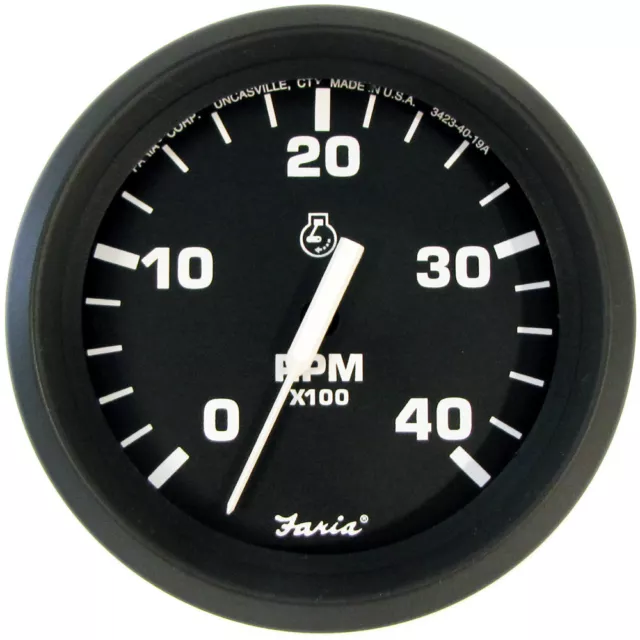 Faria Euro Black 4" Tachometer 4000 Rpm Diesel Mech Takeoff