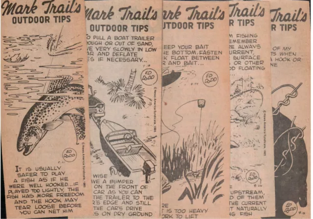 1985 Mark Trail's Outdoor Tips x5 Ed Dodd Daily Newspaper Illustration Strips
