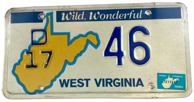 Vintage West Virginia 1980 Dealer License Plate Vintage Man Cave Decor Collector