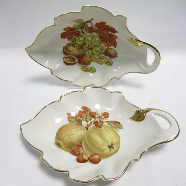 2x Crown Devon S. Fielding & Co. Dishes Plates Autumn Fruit Design Decorative