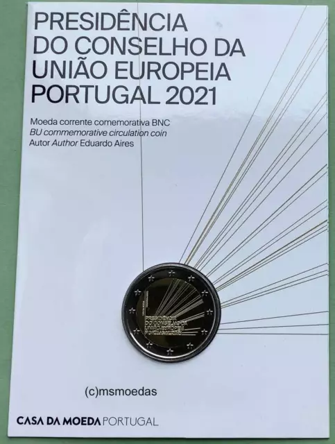 Portugal 2 Euro CoinCard 2021 EU-Ratspräsidentschaft Münzkarte Off. Coin Set BU