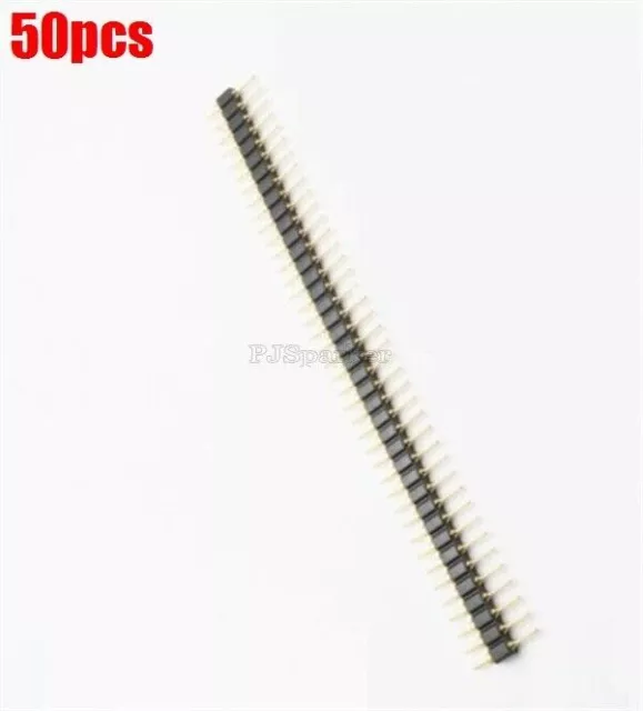 50Pcs 2.54MM Round Single Row Male Gold Plated Machined 40Pin Pin Header Ic N vi