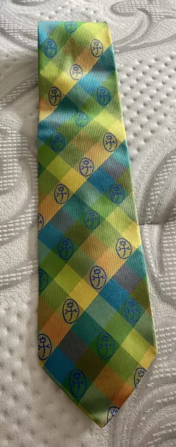JC de CASTELBAJAC - 100% silk Made in Italy - TIE Logo Plaid Retro Rare