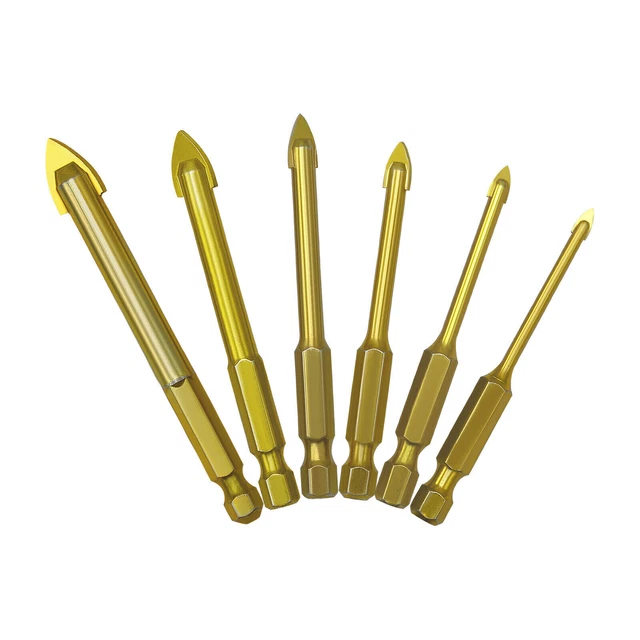 6 Pc Drill Bit Set Tools For Ceramic Tile Glass Concrete Brick Wall And Mirror