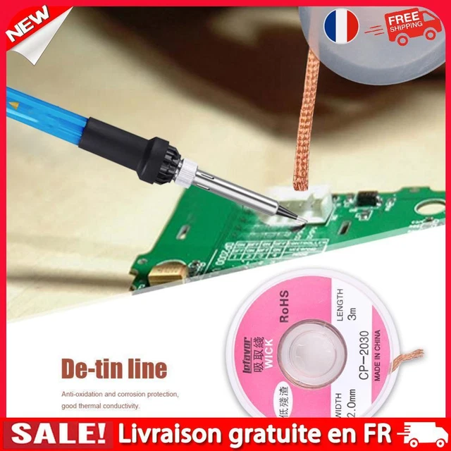 fr 3 mètres de ruban de tresse à dessouder, fil de mèche pour dissolvant de soud