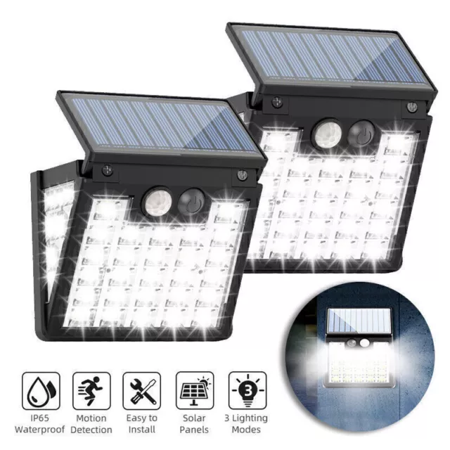 2x LED Adjustable Solar Panel Light Motion Sensor Outdoor Garden Waterproof Lamp