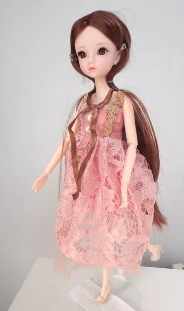 1/6 30cms Bjd Poupée Avec Vêtements Comme Imaged Jaune Robe & Chapeau Rose Hair