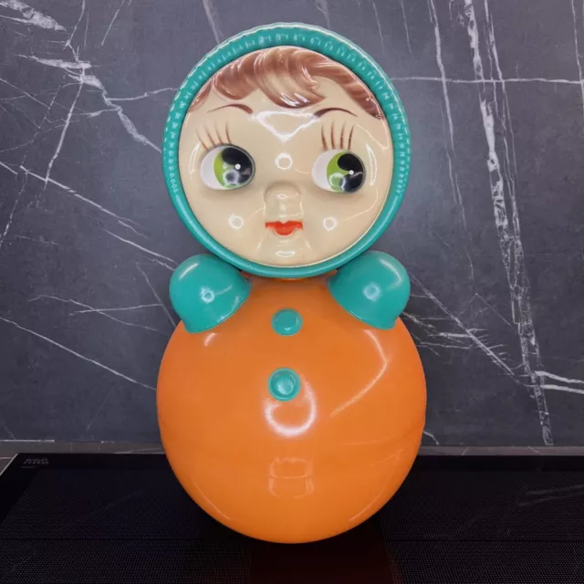 Grand Vintage USSR Kids Plastic Celluloid Doll Roly Poly Toy Nevalyashka 39 cm 3