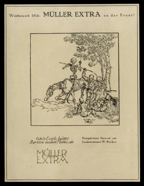 Alte Reklame Werbung von 1916 MATHEUS MÜLLER Extra an der Front MM Sekt