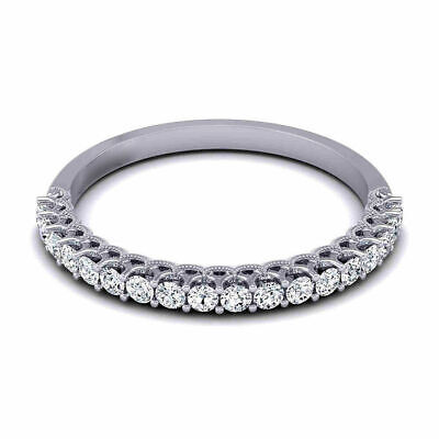 Rond 0.48 CT Vrai Diamant Mariage Alliance 14K Blanc or Taille 6 7.5 9 