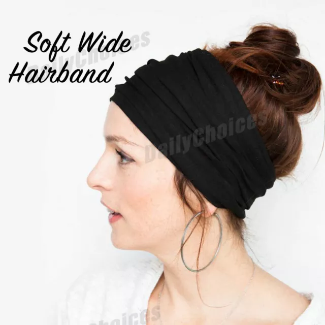 Women Running Soft Wide Hairband Yoga Elastic Stretch Headband Turban Head Wrap 2