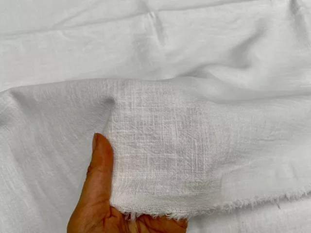 Piedra Lavado Lino Tela Material Suave Cortinas Dress -140cm Ancho - Blanco Liso