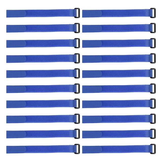 20Pcs Crochet Boucle 3/4 x 10 Pouces Sangles Fixation Réutilisable Câble Bleu