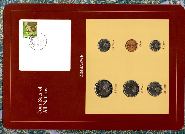 Coin Sets of All Nations Zimbabwe w/card UNC All  1980 but 1,20 cents 1983