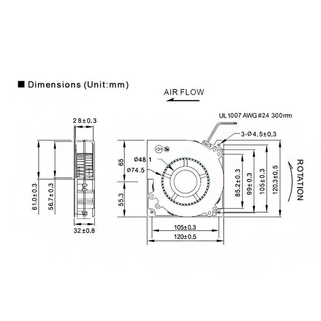 12032 120MM TURBINE Blower Cooling Fan 5V 12V 24V DC For Centrifugal ...