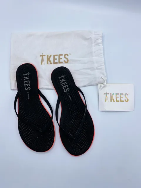 TKEES Women's Snake Print Lip Liners Black Suede Flip Flops Sandals Size 7 W Bag