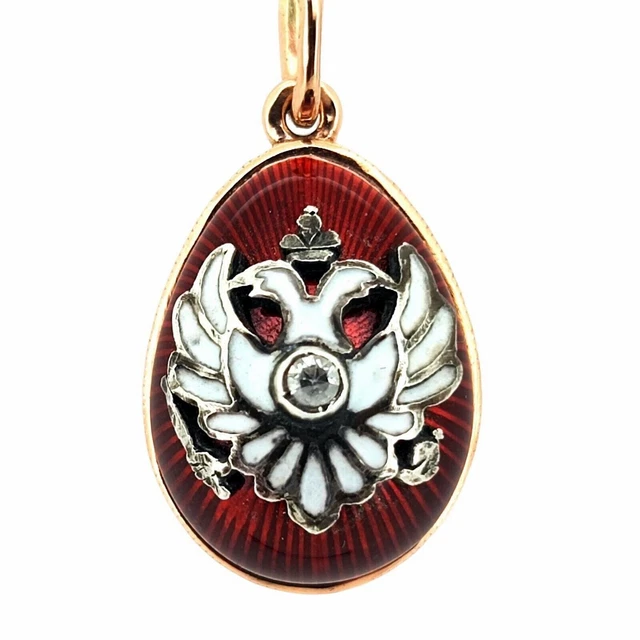FABERGE Antique Imperial RUSSIAN Gold Enamel EGG Pendant with diamond, 56 gold. FABERGE Antique Imperial RUSSIAN Gold Enamel EGG Pendant with diamond, 56 gold.