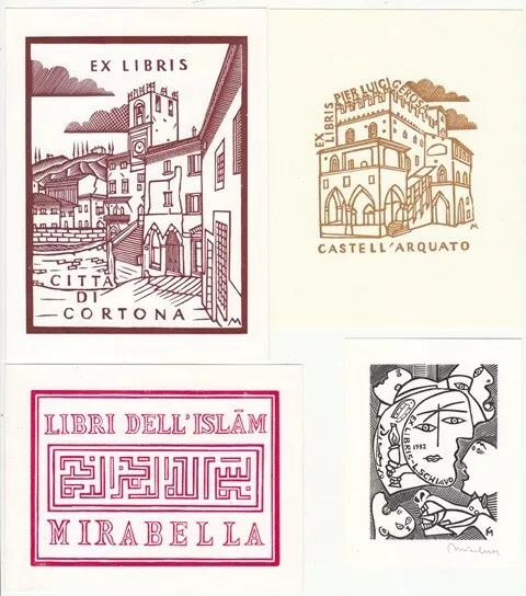 8 Exlibris Bookplate Hochdrucke Giuseppe Mirabella 1948 Konvolut Lot Modonesi 2