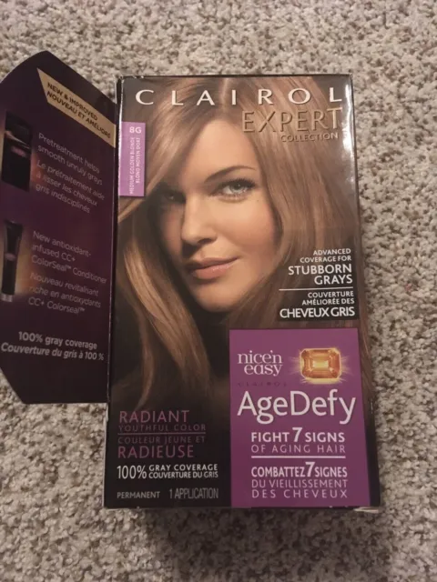 Clairol Expert Age Defy Hair Color Dye 8G Medium Golden Blonde Pantene Pro V