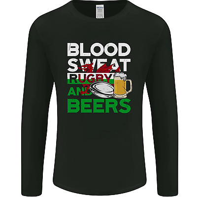 Blood Sweat Rugby and Beers Wales Funny Mens Long Sleeve T-Shirt