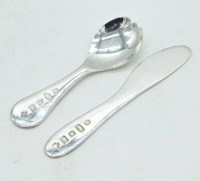 STERLING SILVER SMALL Child's Cutlery Set Vintage 2000 Sheffield - Main Image