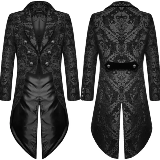 Mens Gothic Tuxedo Blazer Coats Party Dress Suit Steampunk Tailcoat Retro Jacket