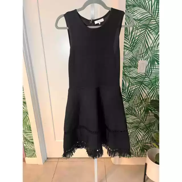 Parker Black Sleeveless Knit Dress with Laser Cut Out Hem Medium NWOT 2