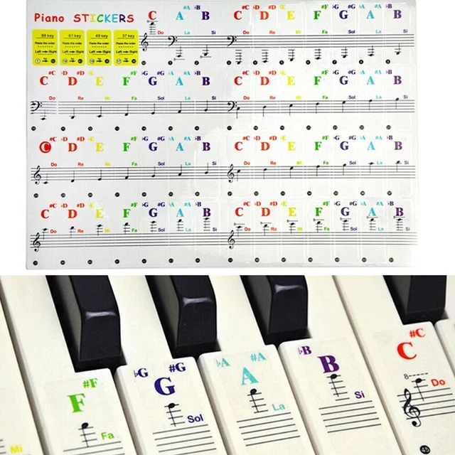 Piano Autocollants Stickers Débutant for 88/61/49/37 Clés Note Transparent De