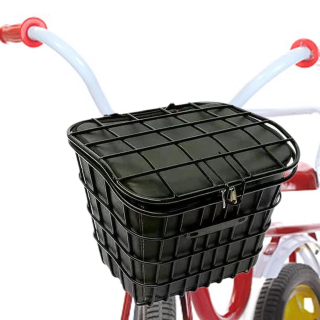 ETOPARS Panier Vélo Pliable Détachable – Acier, 32,5x20x22 Cm, Charge 20 Kg, Montage Guidon Ou Porte-bagages, Noir/Blanc