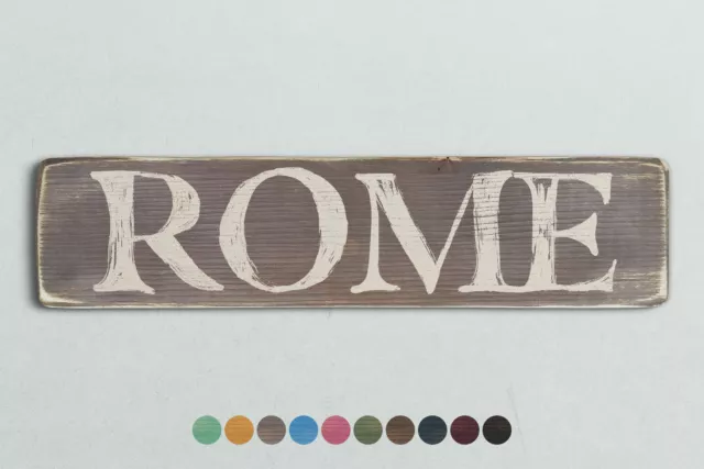 ROME Vintage Style Wooden Sign. Shabby Chic Retro Home Gift