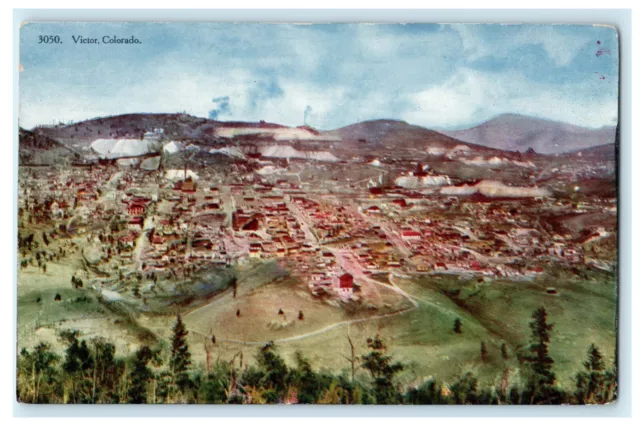 c1910 Bird's Eye View of Victor Colorado CO Antique Postcard