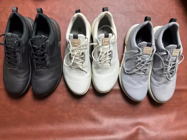 Ecco Mens BIOM H4 Golf Shoes M 9-9.5 Black, Gray & White pairs, 3 pair USED