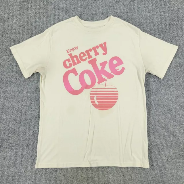 Coca-Cola Shirt Men's Medium Beige Enjoy Cherry Coke Graphic Tee Short Sleeve