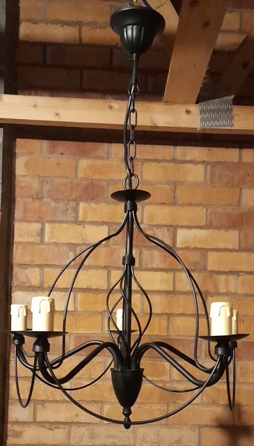Black Vintage Classic 5 Arm Chandelier / Candelabra Ceiling Light
