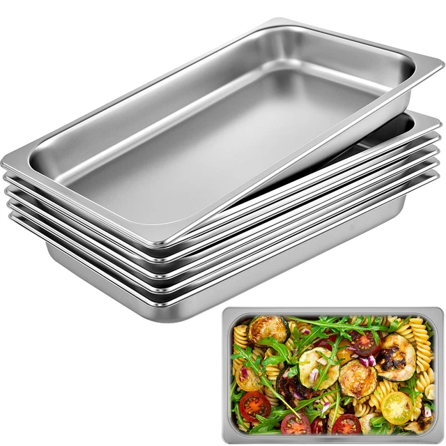 Lot De 3 Bacs Rectangulaires En Inox 32,5x17,5x6,5 Cm - Pour Four, Panure, Marinade, Service, Lave-vaisselle Safe