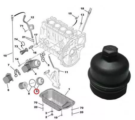 Oil Filter Housing Top Cover For Citroen Peugeot 1.4HDi 1.6HDi Ref. OE 1103K4