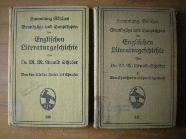 Sammlung Göschen, Nrn 186/7, Schröer, Englische Literaturgeschichte, 2 Bde, 1920