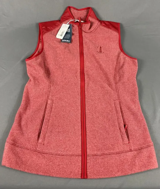 Cutter & Buck Golf Vest Chest Logo Womens FZ Fleece Large Red NWT MSRP $100